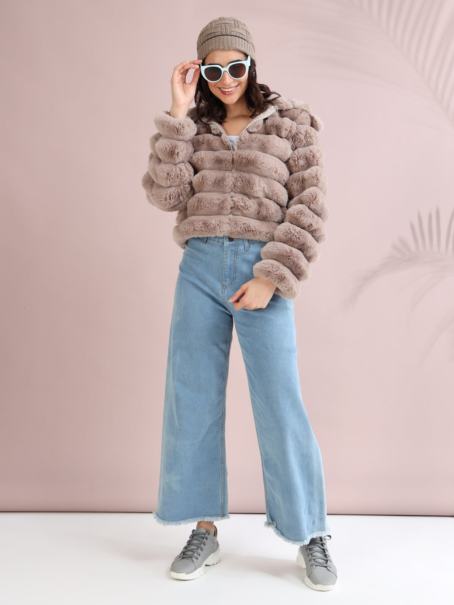 Women's Premium Faux Fur Jacket | Light Brown