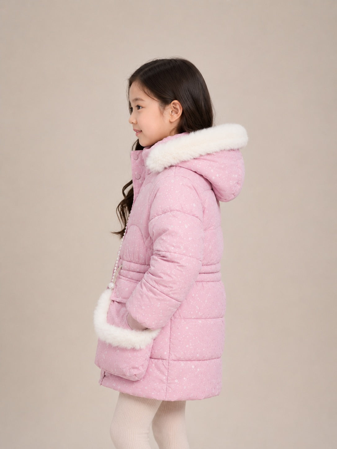Girls' Premium Faux Fur Hooded Winter Jacket | Pink