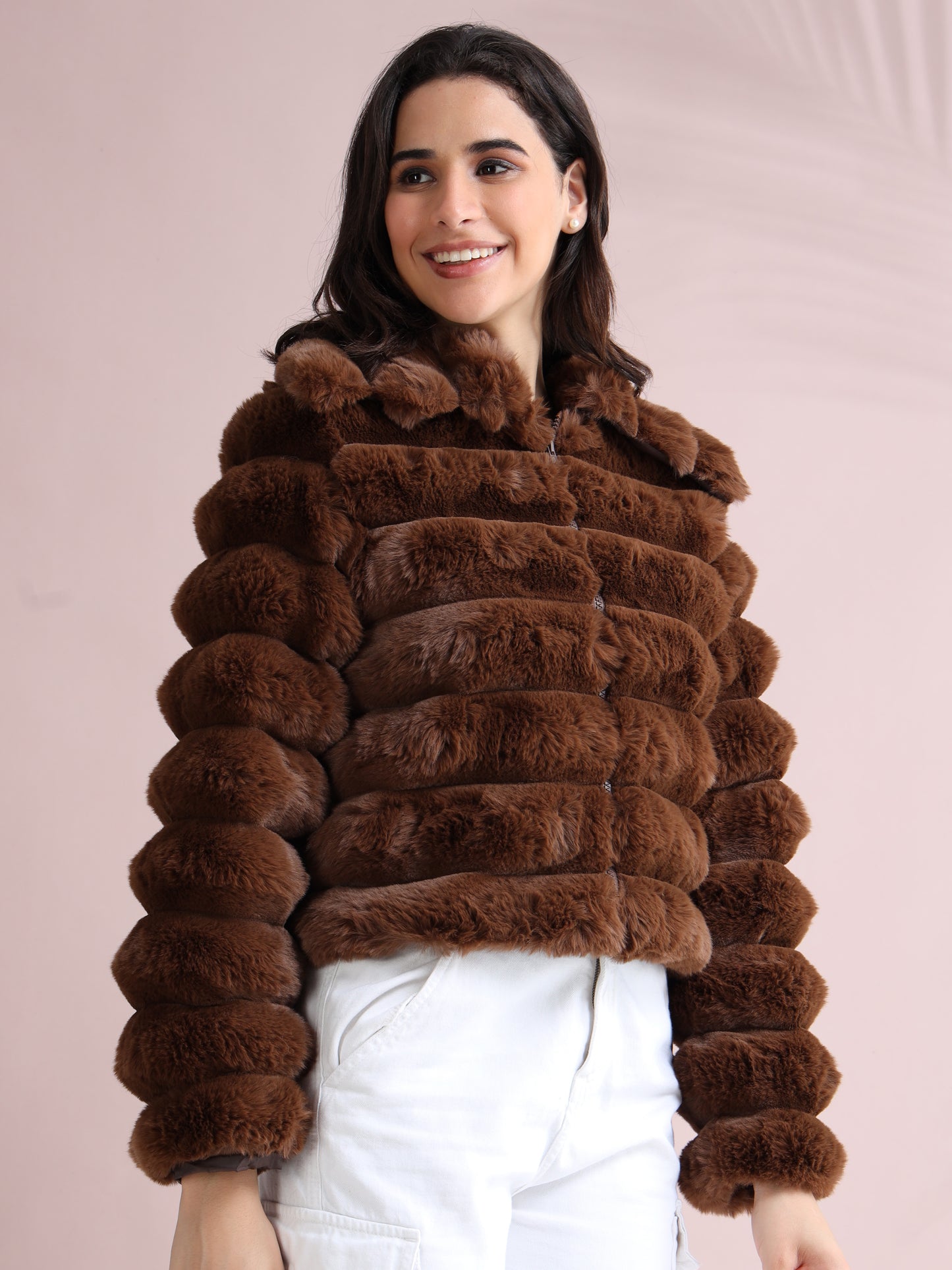 Women's Premium Faux Fur Jacket | Brown