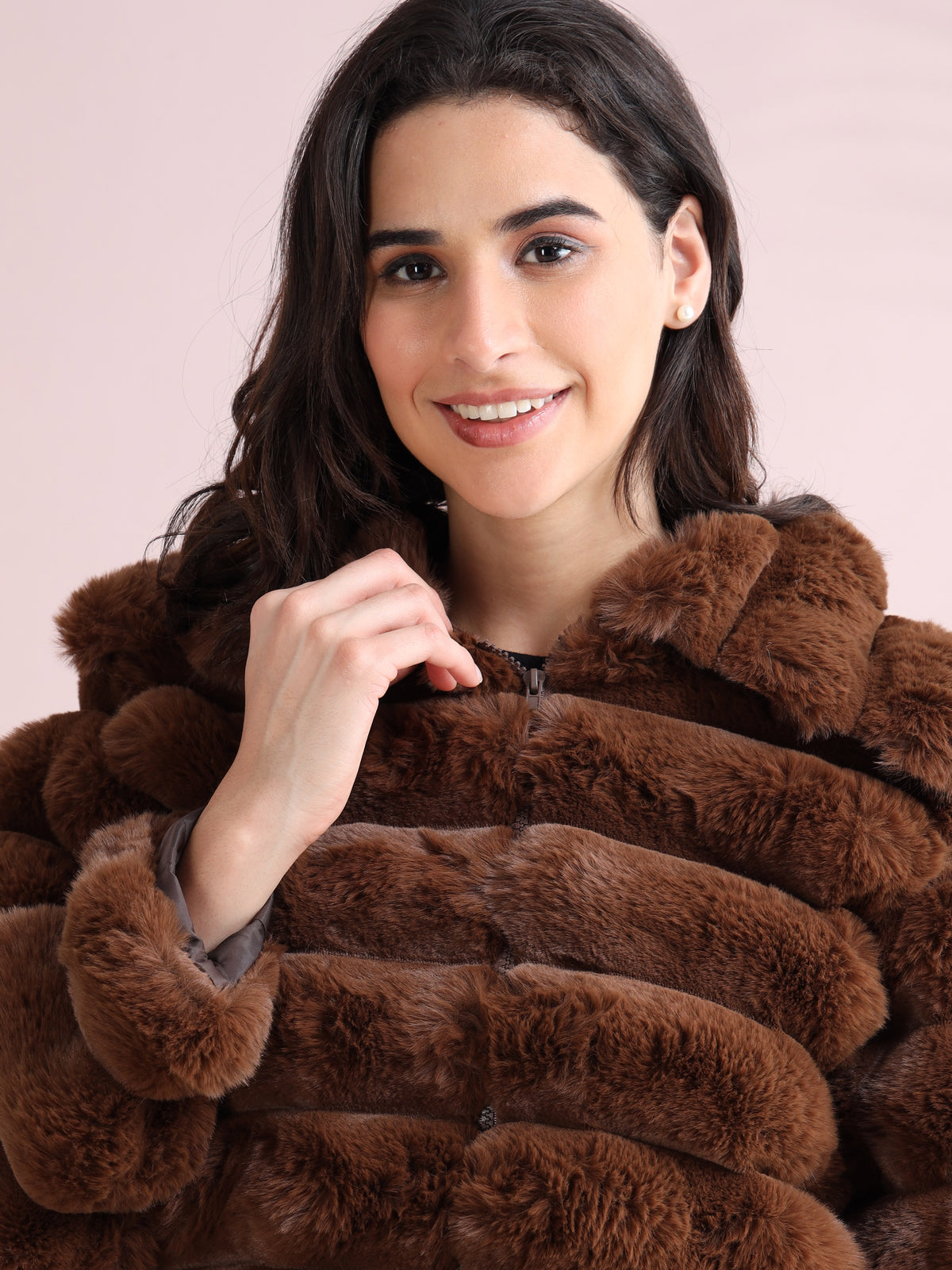 Women's Premium Faux Fur Jacket | Brown