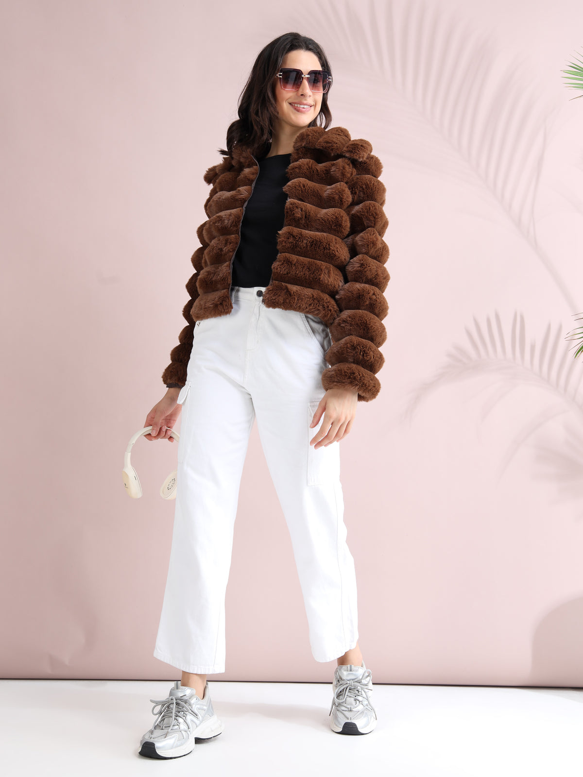 Women's Premium Faux Fur Jacket | Brown