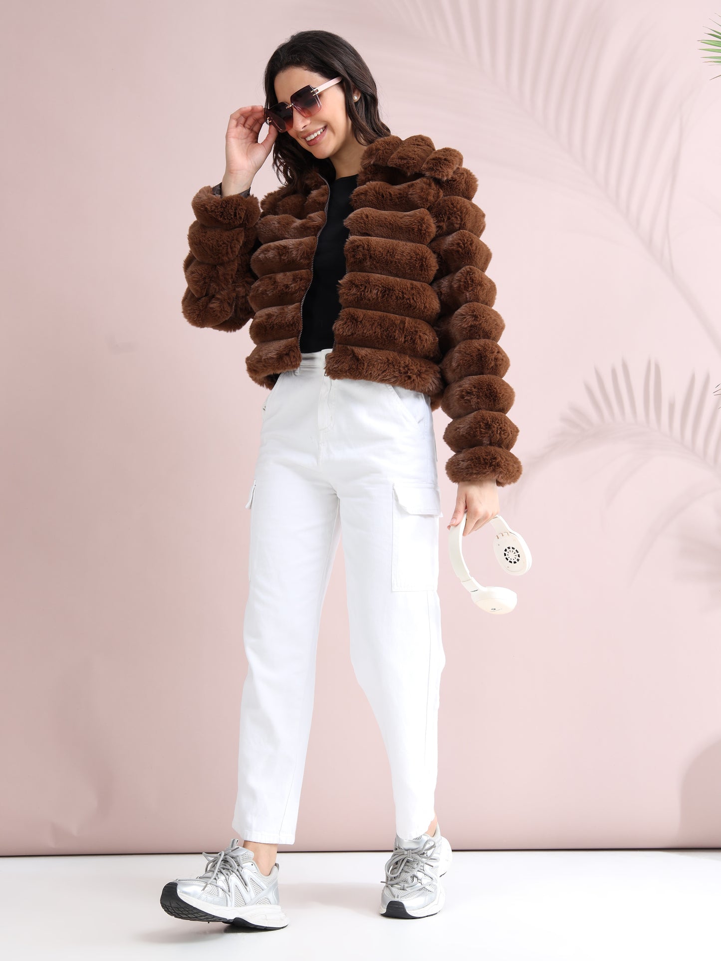 Women's Premium Faux Fur Jacket | Brown