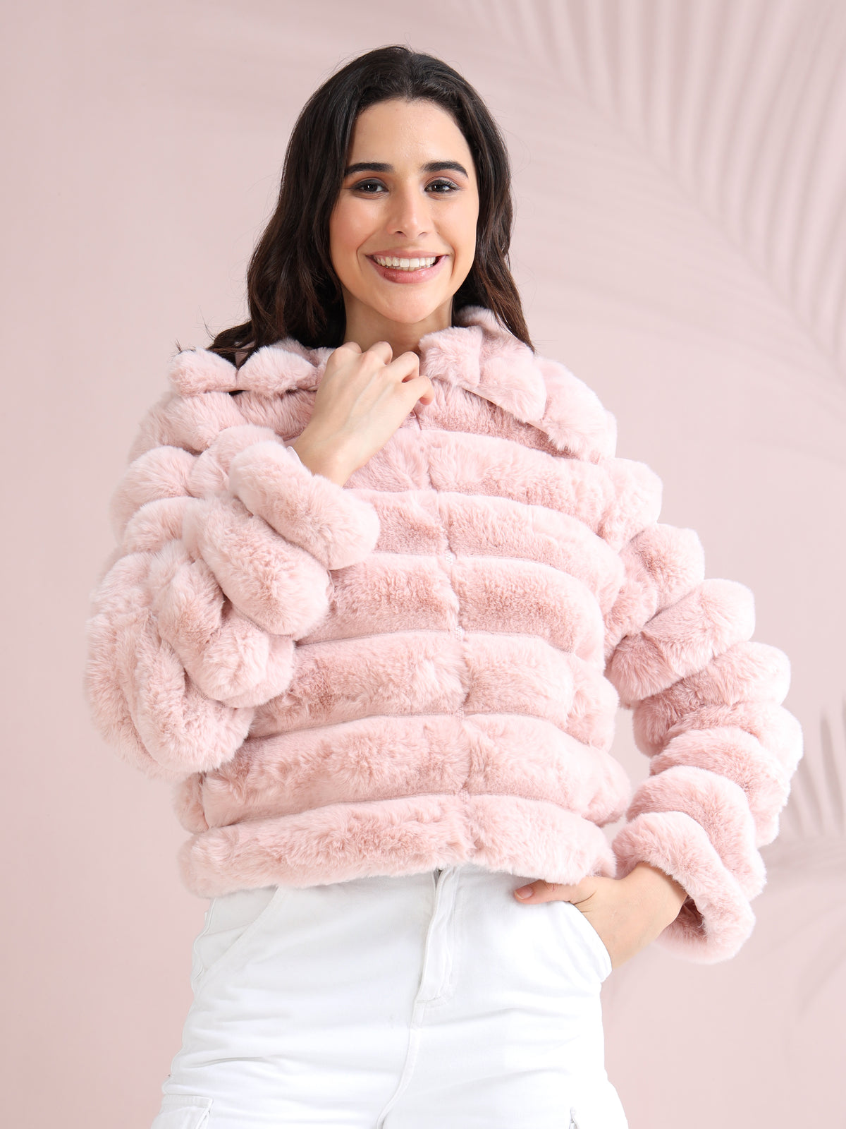 Women's Premium Faux Fur Jacket | Peach