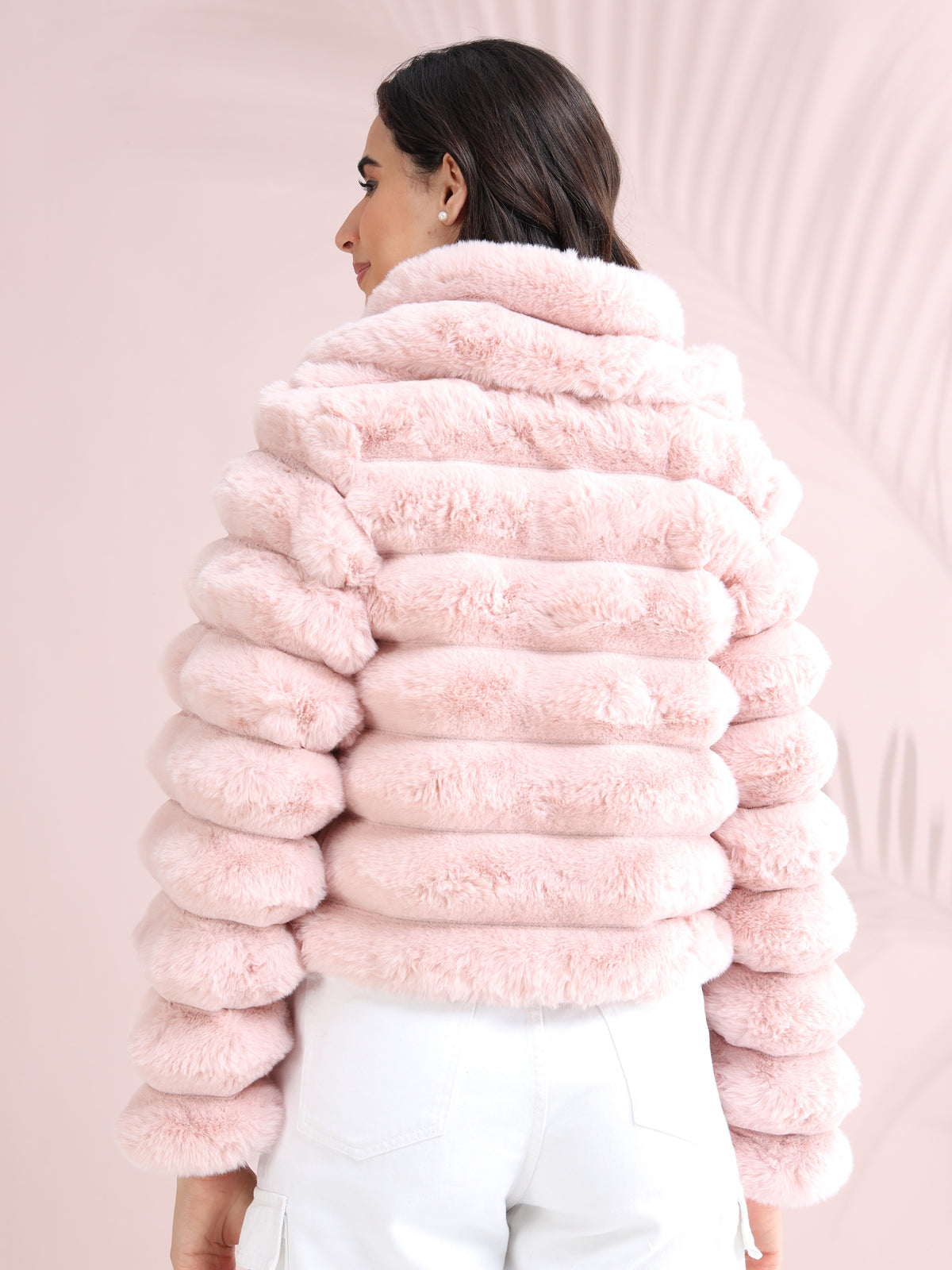 Women's Premium Faux Fur Jacket | Peach