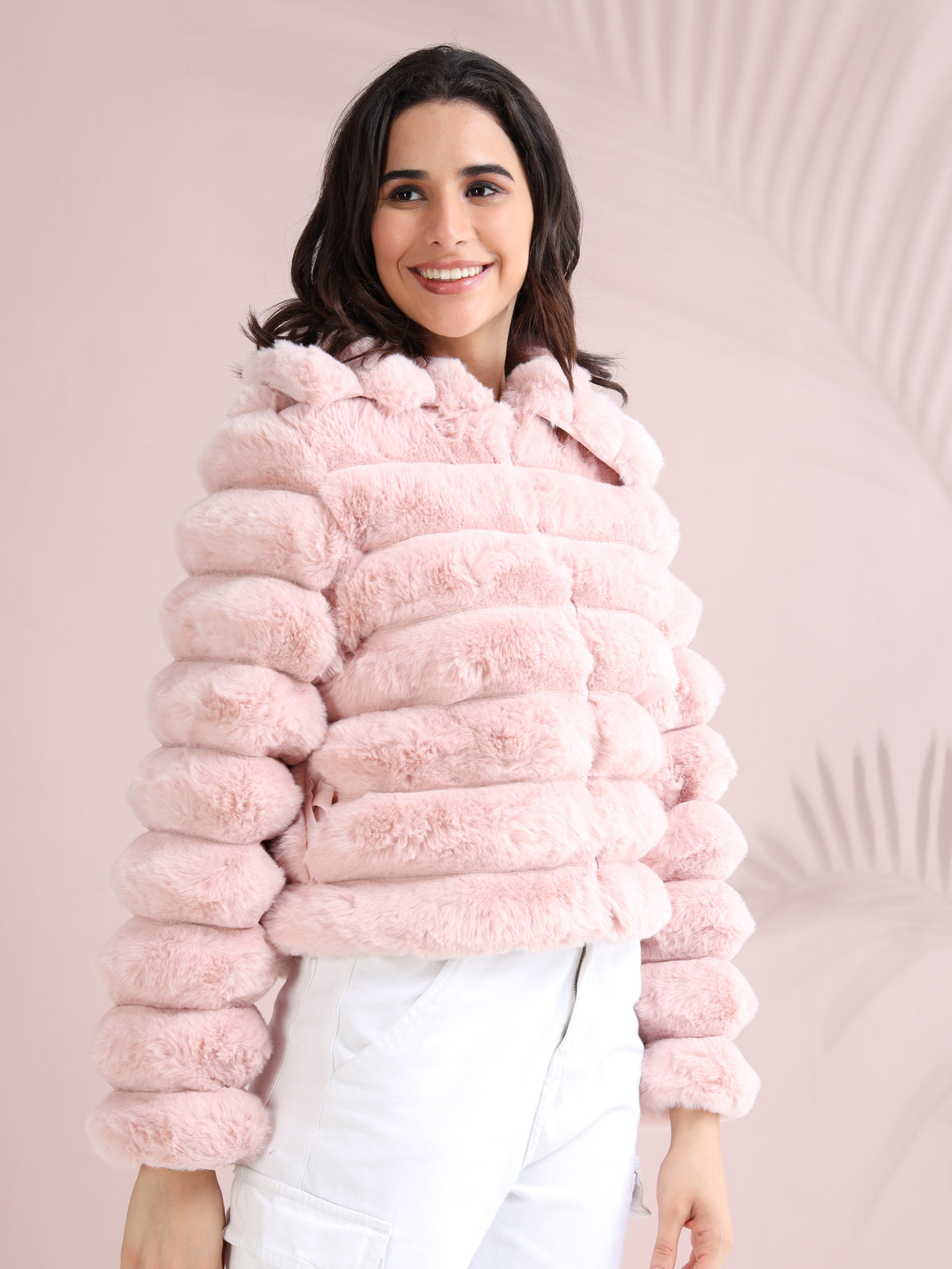 Women's Premium Faux Fur Jacket | Peach