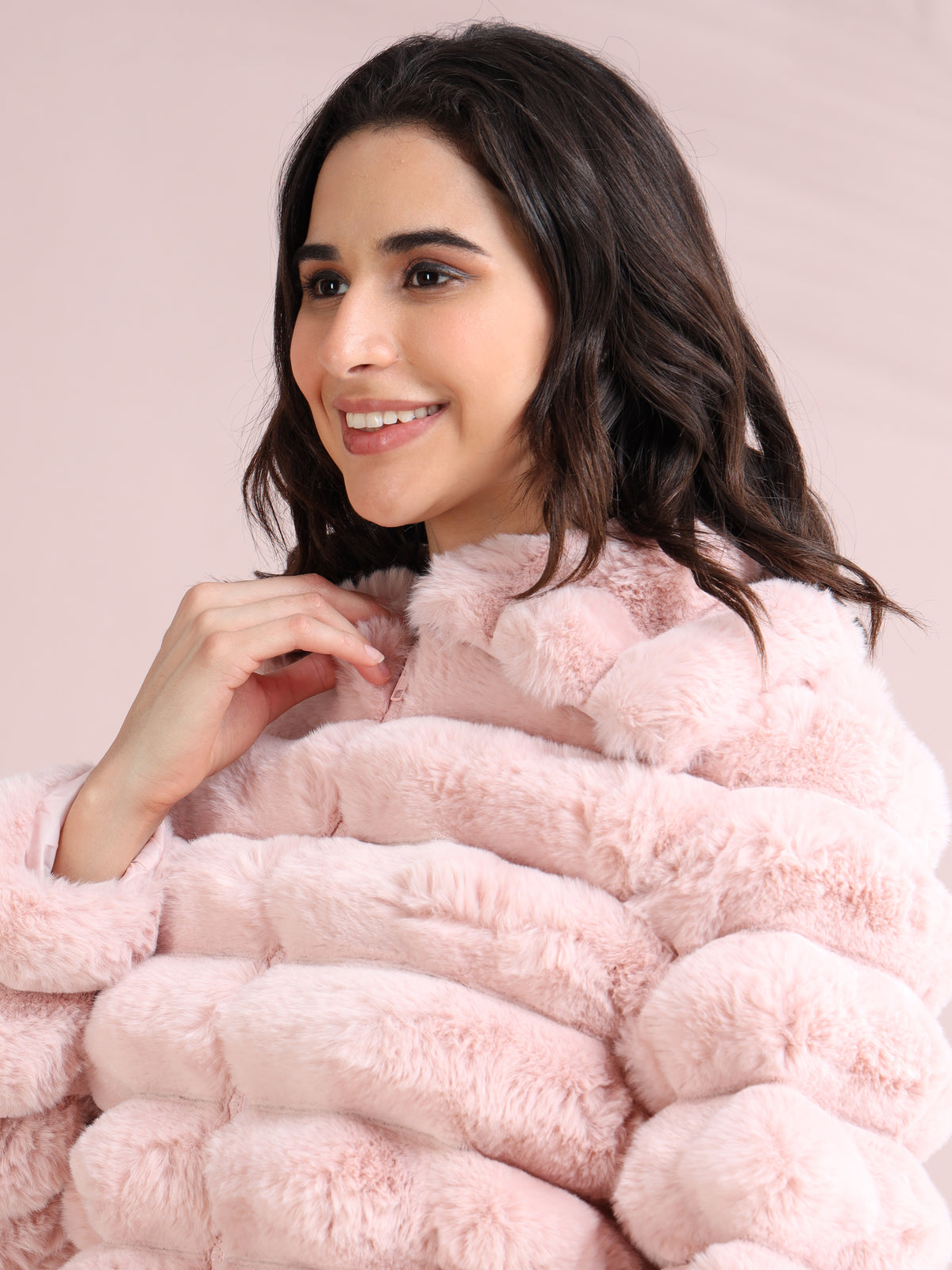 Women's Premium Faux Fur Jacket | Peach