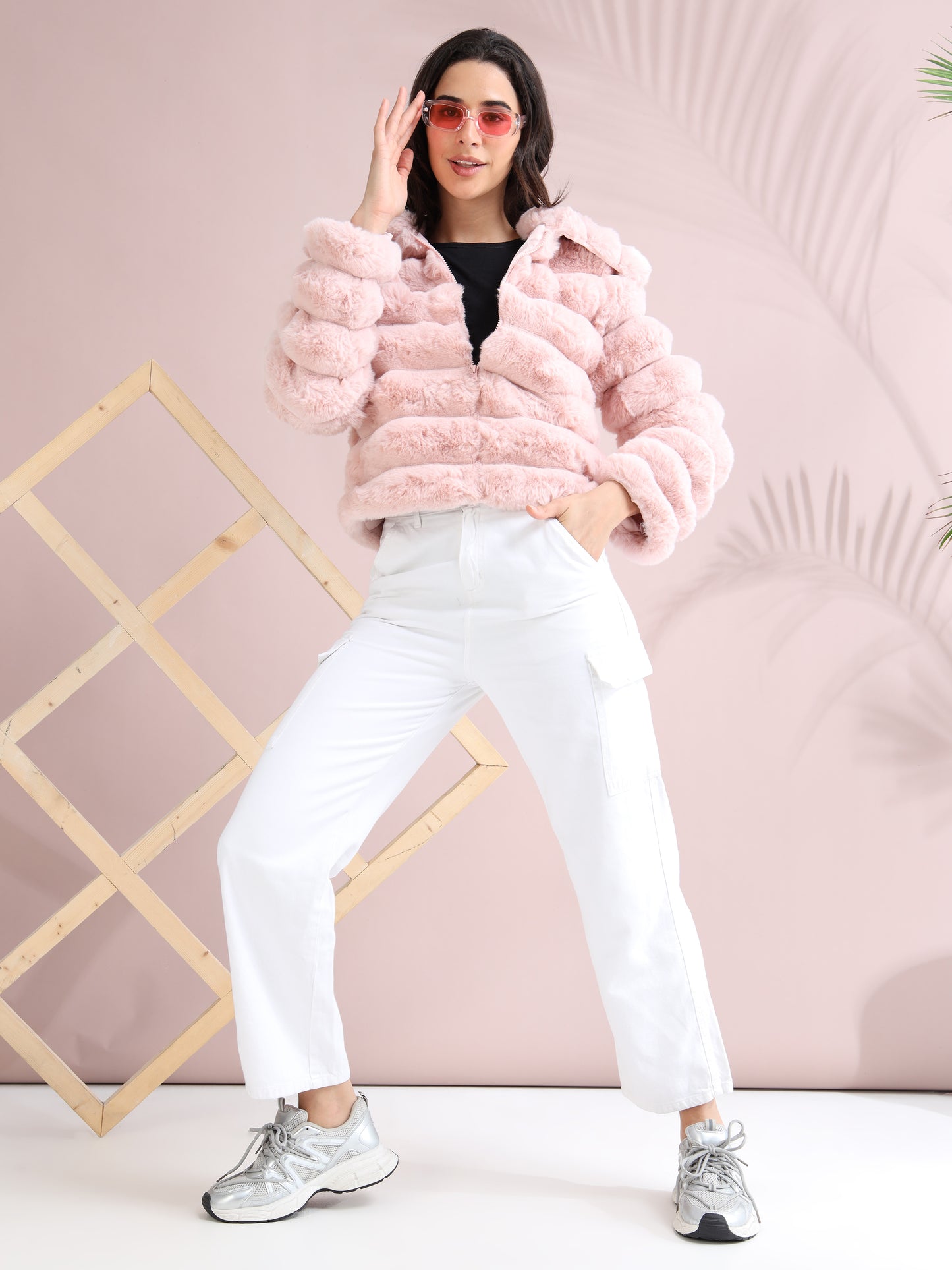 Women's Premium Faux Fur Jacket | Peach