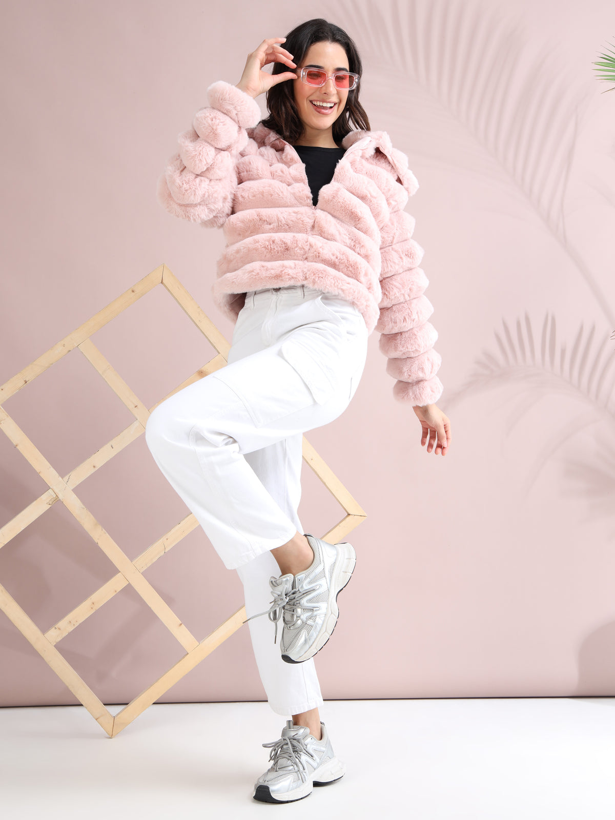 Women's Premium Faux Fur Jacket | Peach