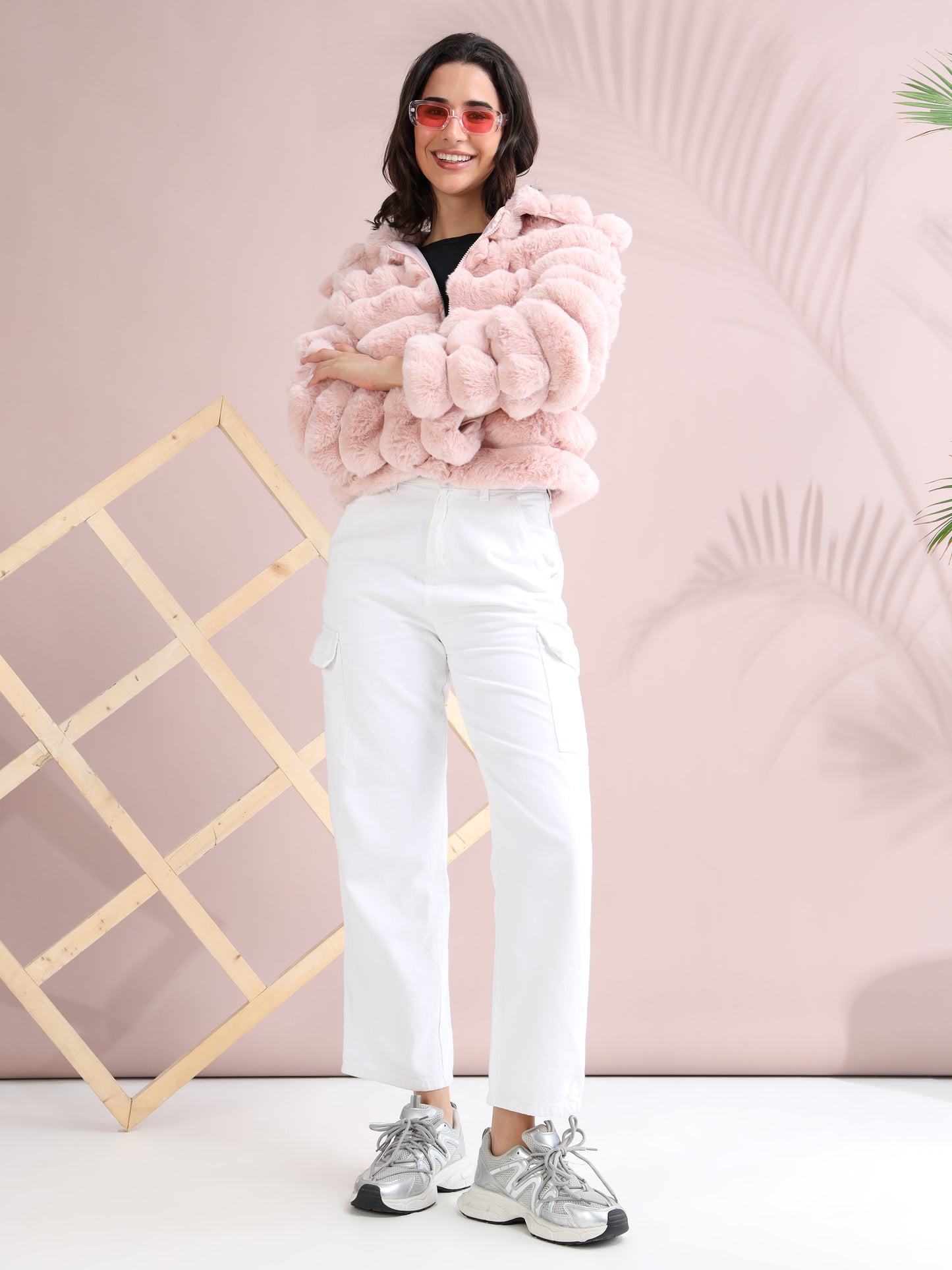 Women's Premium Faux Fur Jacket | Peach