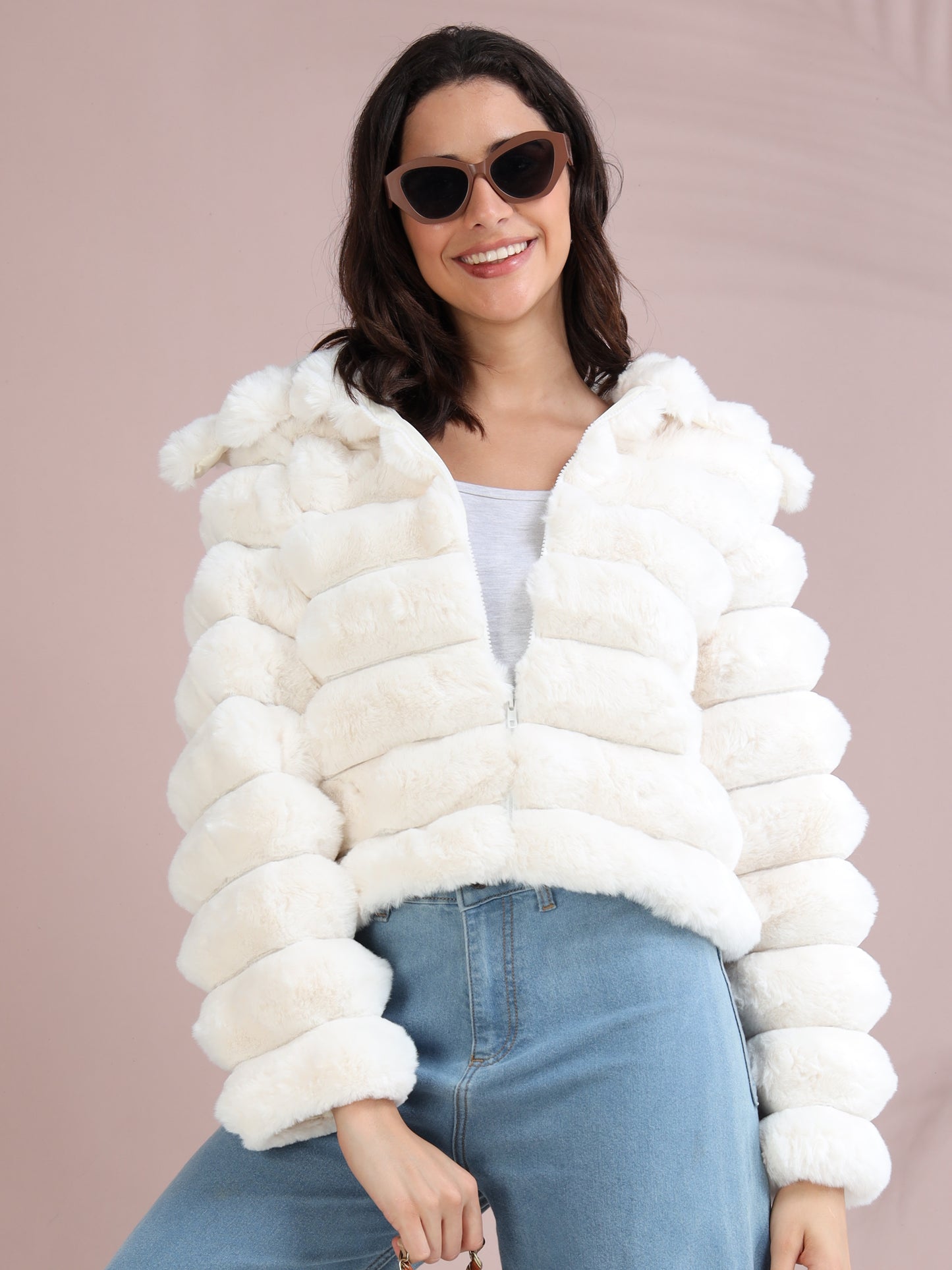 Women's Premium Faux Fur Jacket | White