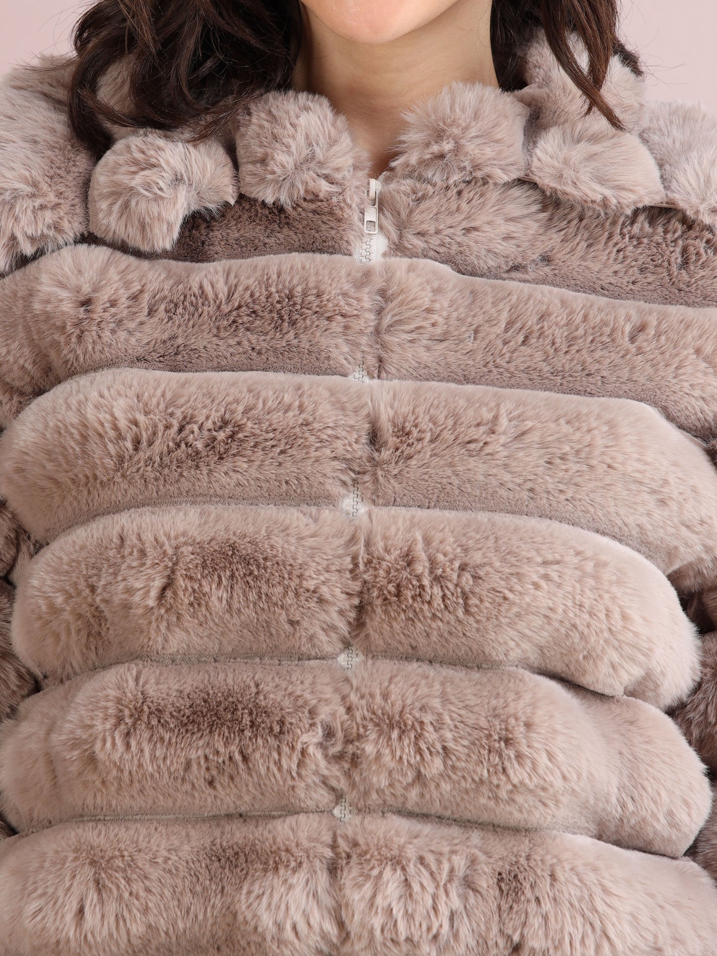 Women's Premium Faux Fur Jacket | Light Brown