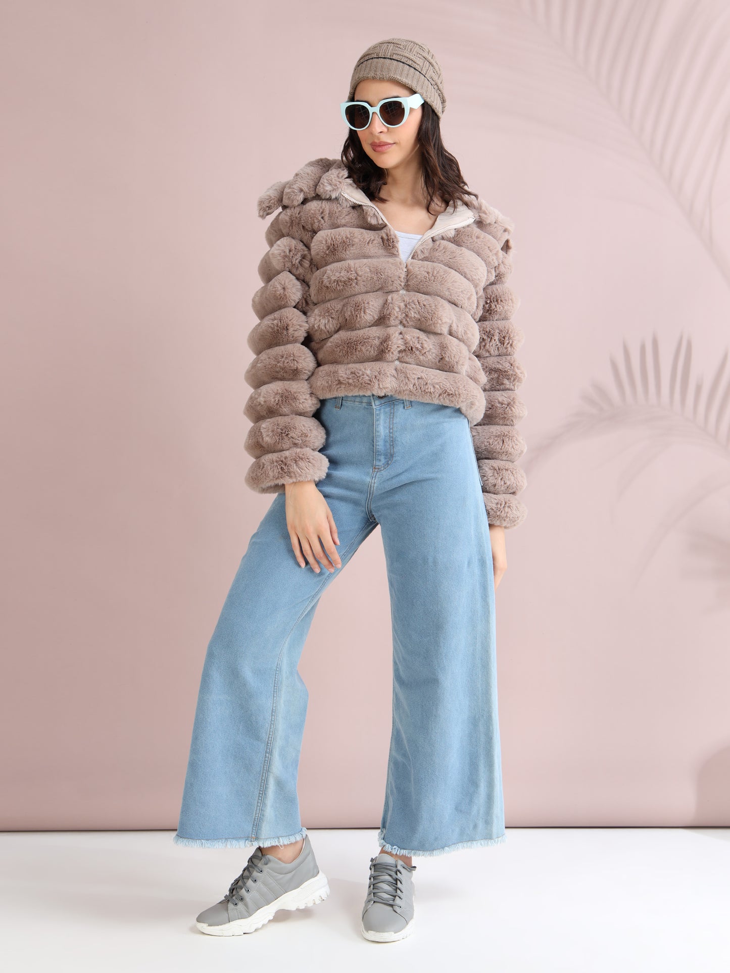 Women's Premium Faux Fur Jacket | Light Brown
