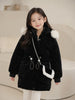 Girls' Premium Faux Fur Hooded Winter Jacket | Black