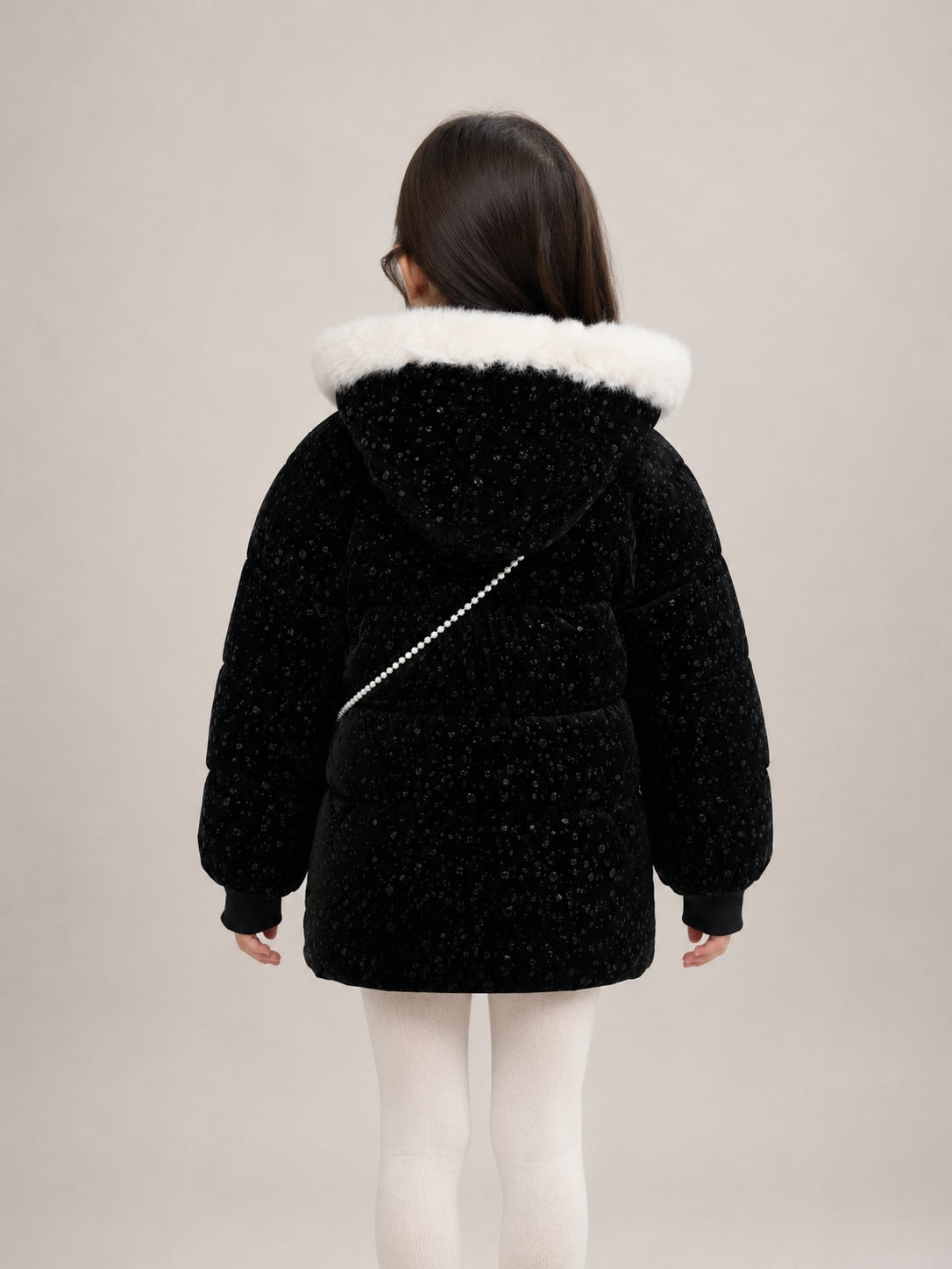 Girls' Premium Faux Fur Hooded Winter Jacket | Black