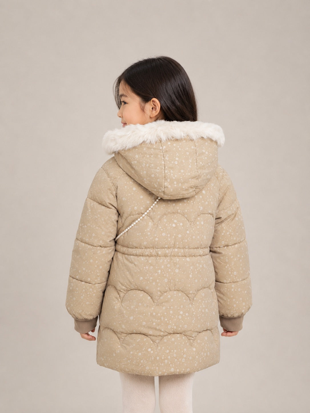 Girls' Premium Faux Fur Hooded Winter Jacket | Cream