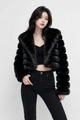 MAFFLE Women's Luxe Faux Fur Cropped Jacket | Black