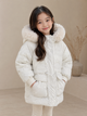 Girls' Premium Faux Fur Hooded Winter Jacket | White