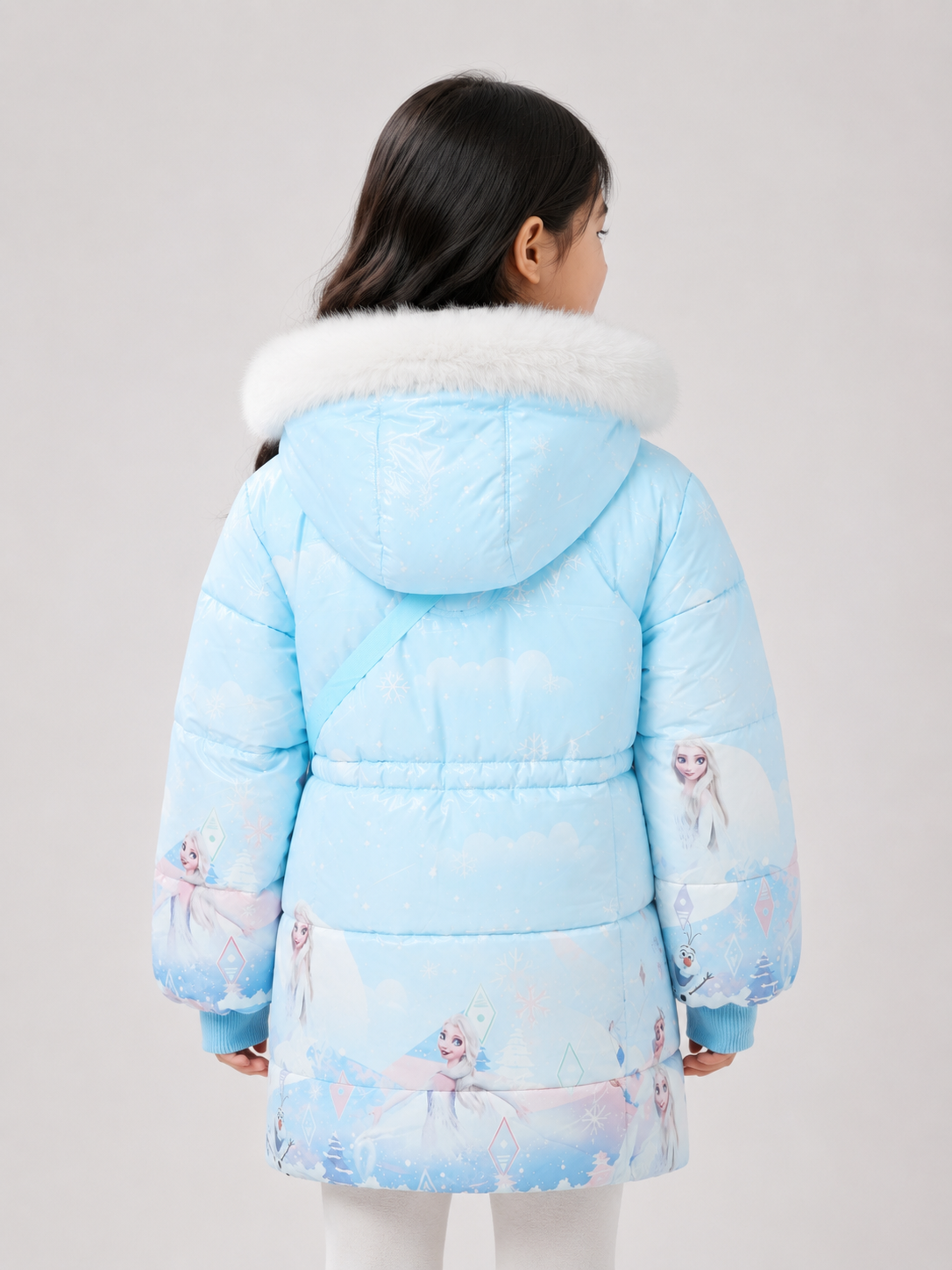 Girls' Elsa Print Hooded Winter Jacket | Blue