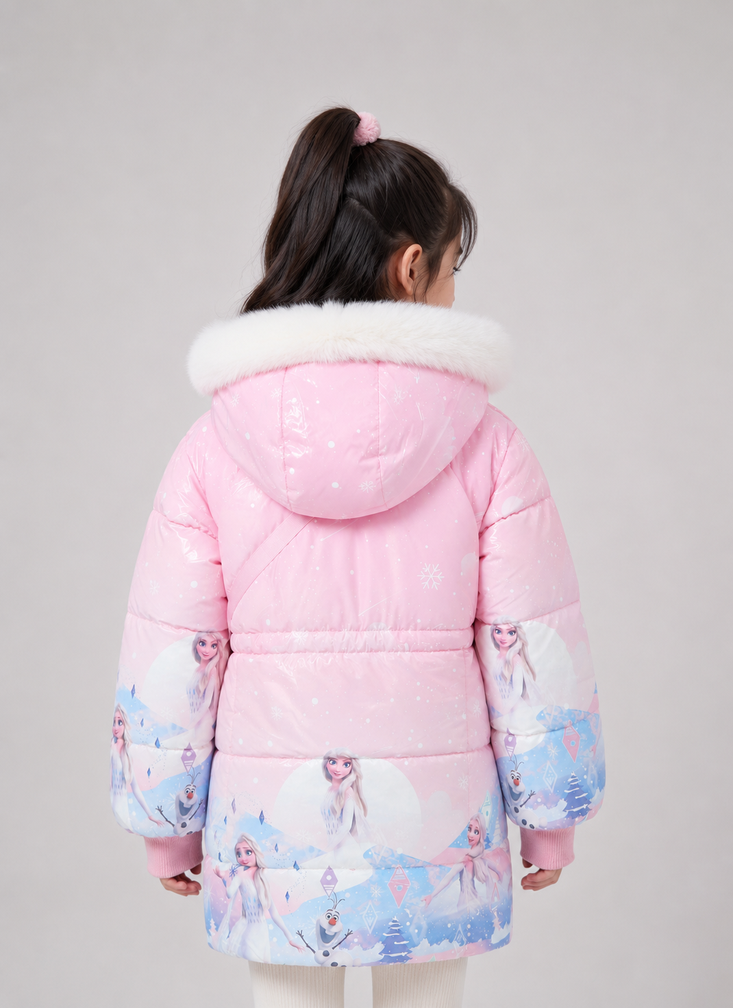 Girls' Elsa Print Hooded Winter Jacket | Pink