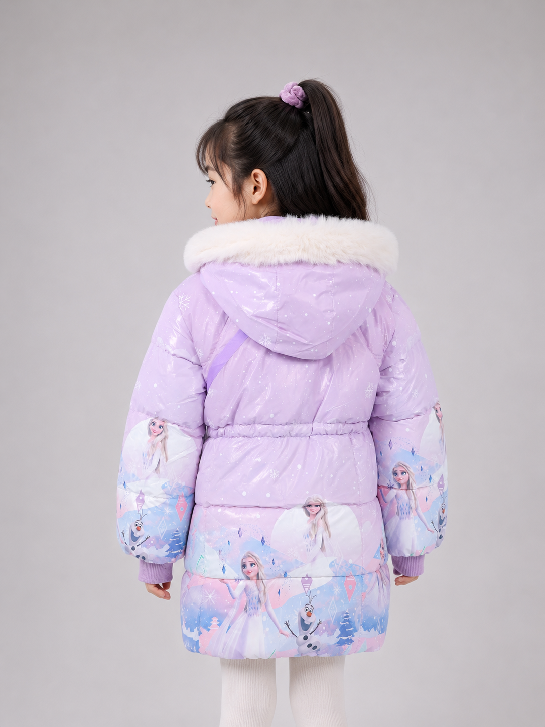 Girls' Elsa Print Hooded Winter Jacket | Purple