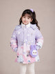 Girls' Labubu Print Hooded Winter Jacket |Purple