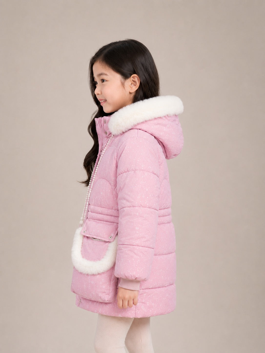 Girls' Premium Faux Fur Hooded Winter Jacket | Pink