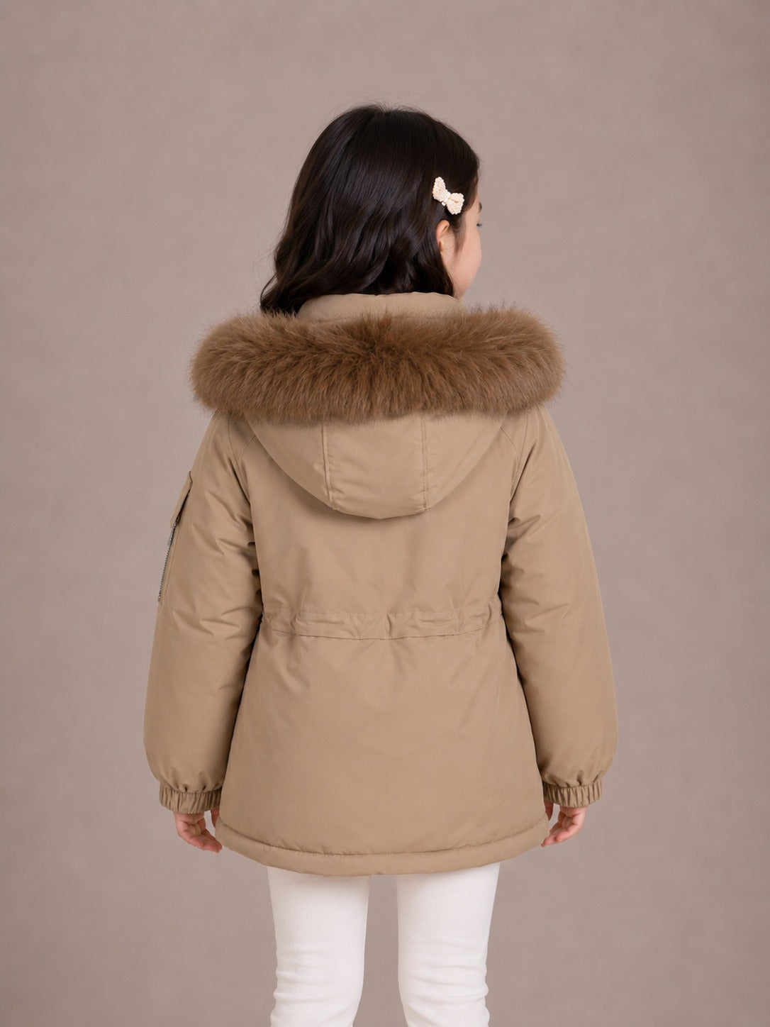 Girls' Premium Hooded Winter Jacket | Brown