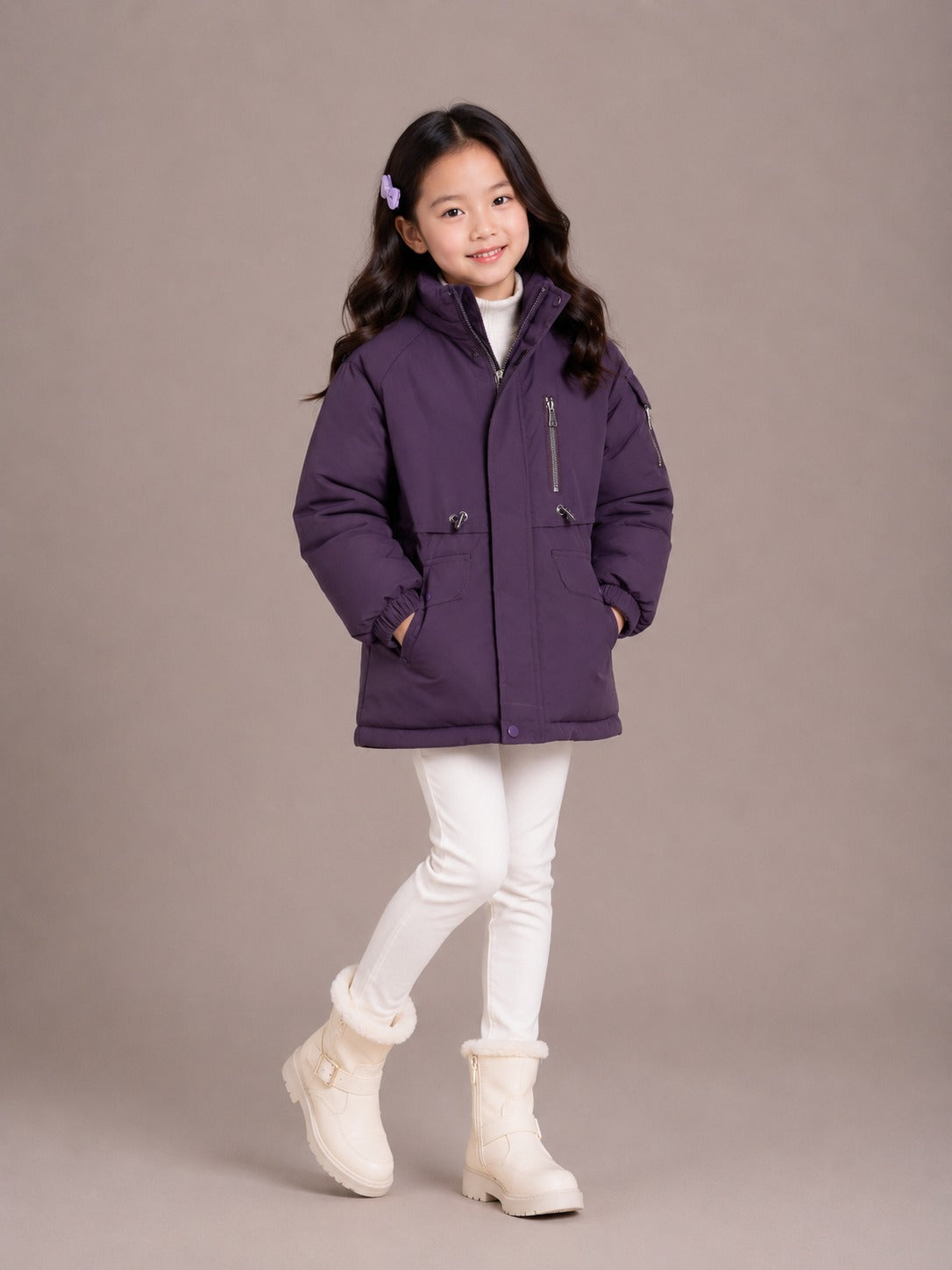 Girls' Premium Hooded Winter Jacket | Purple
