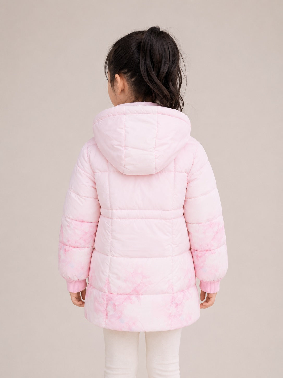 Girls' Butterfly Print Hooded Winter Jacket | Pink