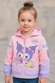 Girls Pink Kuromi Cartoon Hooded Jacket with Zip-Up Face Cover for kids“ Soft Winter Wear for Kids