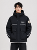Men's Black Hooded Puffer Jacket with Utility Pockets