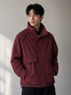Men's Maroon High-Neck Bikers Jacket