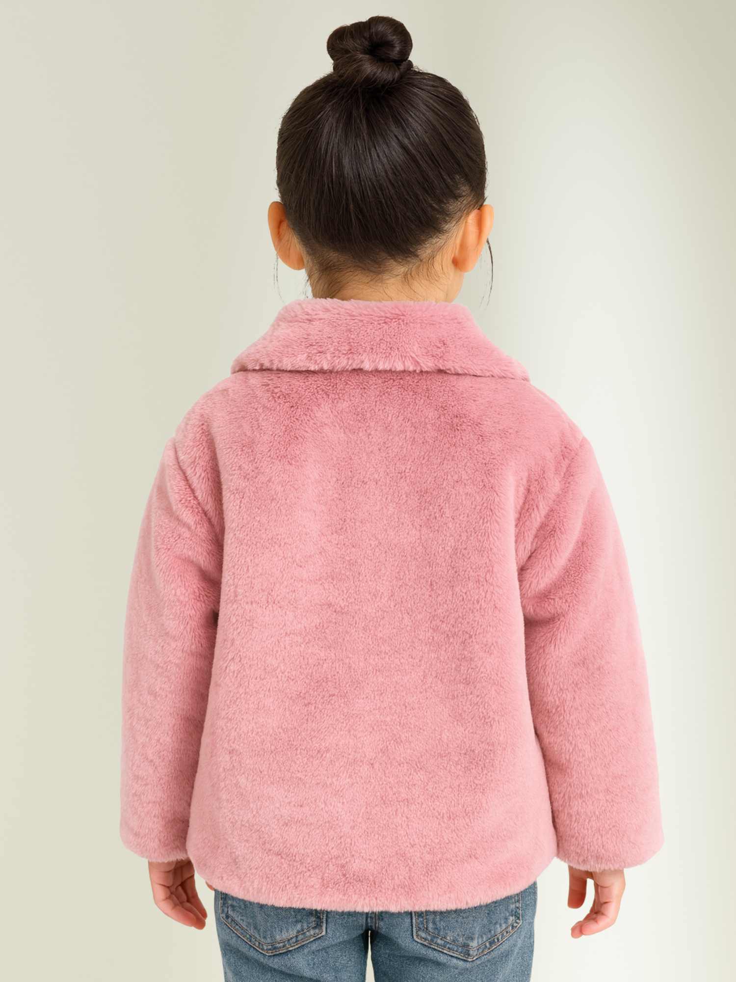 a pink faux fur winter jacket, premium warm